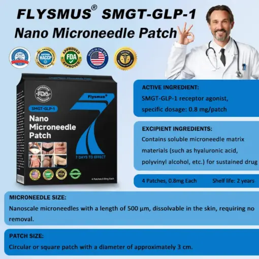 Flysmus® Nano Microneedle Patch with SMGT-GLP-1 & Matrixyl 3000