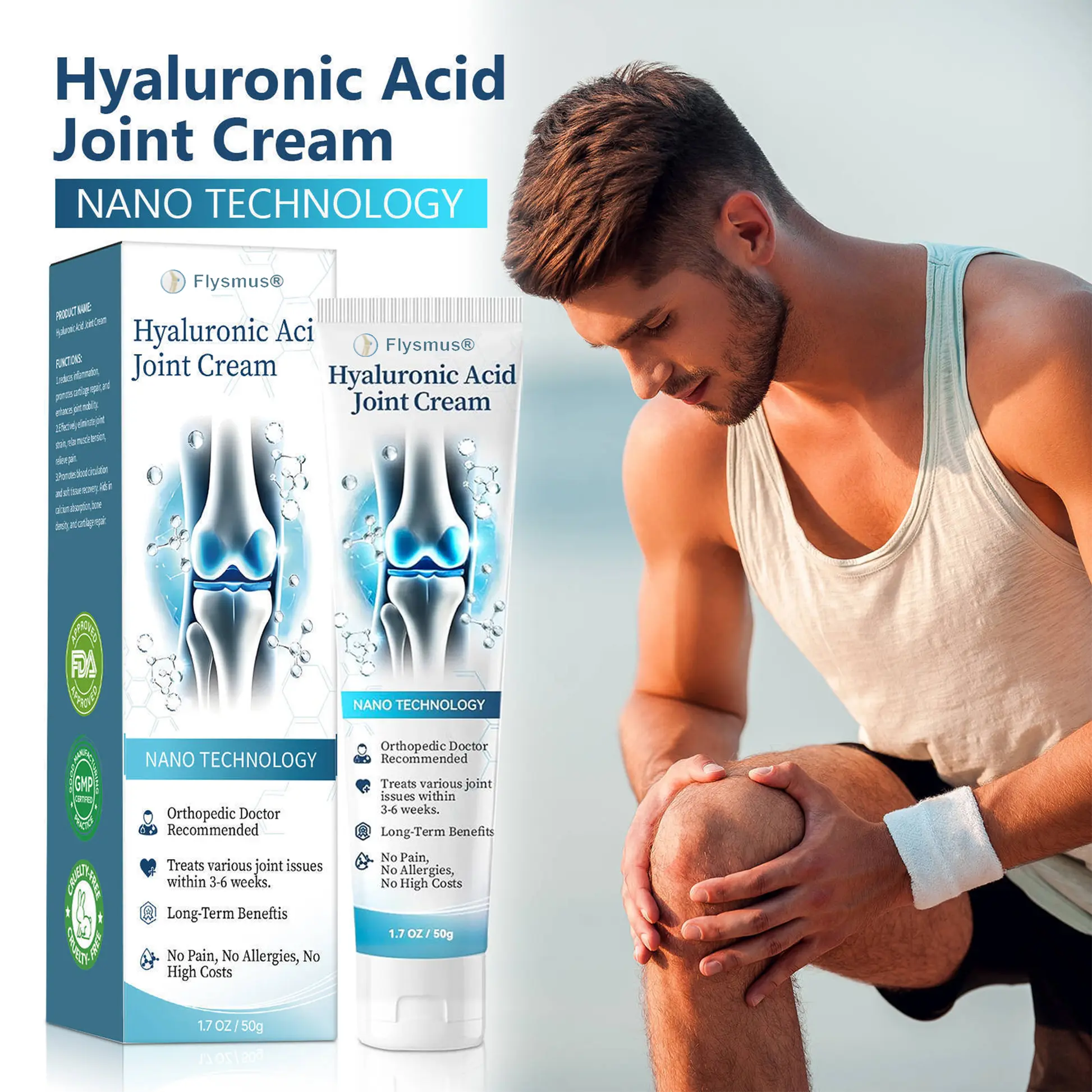 Flysmus® Hyaluronic Acid Fast Comfort Joint Cream